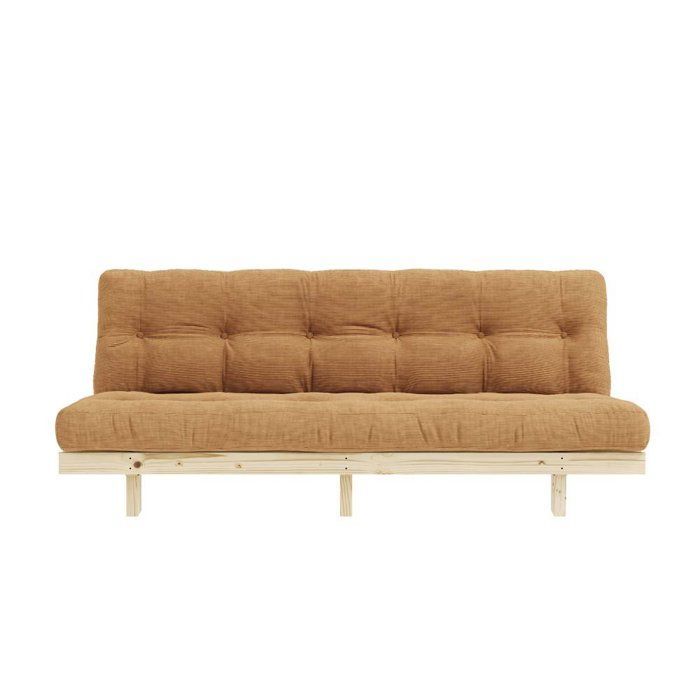 Banco futon conversível LEAN em madeira de pinho cor caramelo 130x200 cm
