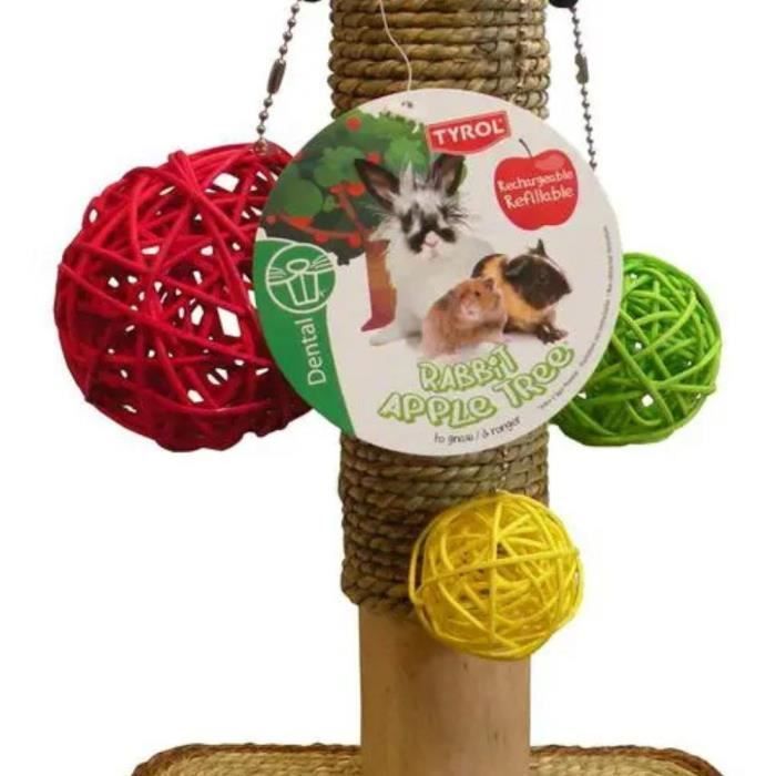 Rodent accessory - TYROL - Rabbit tree - Apple tree - 14 x 19 x 26 cm - Wood, seagrass, vine balls, cage attachment