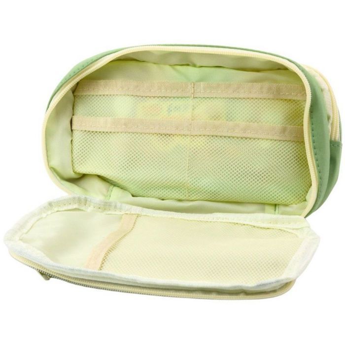 Trousse de rangement Lean Trousse d'école à deux compartiments avec poches, spacieuse, verte, 22 cm