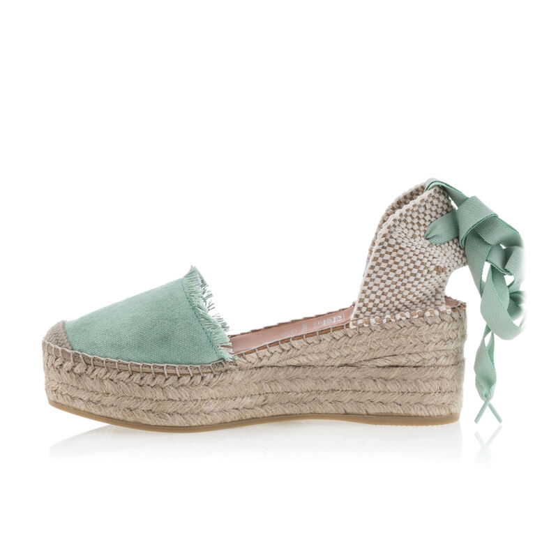 Dámske zelené espadrilky s lanovou podrážkou