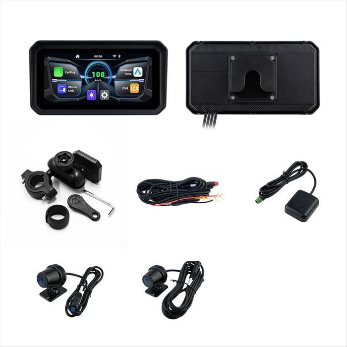 Pantalla de navegación digital portátil de 6,25 pulgadas para salpicadero de motocicleta, monitor inalámbrico con CarPlay y Android Auto.