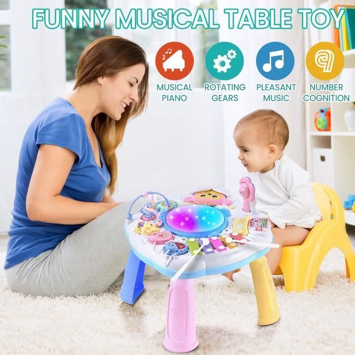 Tavolino attività per neonati, tavolo multi-gioco per lo sviluppo del bambino, giocattolo musicale e interattivo per attività e sviluppo, regalo per neonati dai 9 mesi