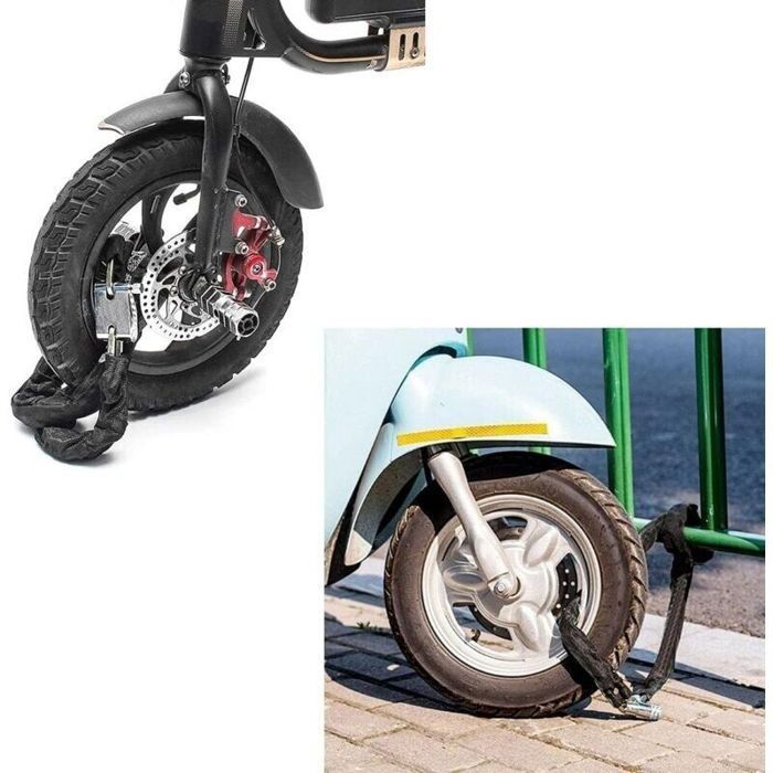 Candado de cadena para motocicleta - MHY® - 100 cm - 3 llaves - Negro - Resistente a cortes - Funda de nailon - Resistente a arañazos