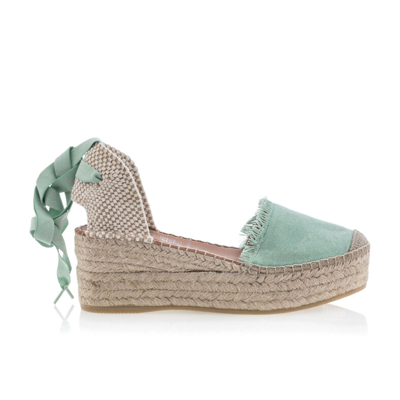 Dámske zelené espadrilky s lanovou podrážkou