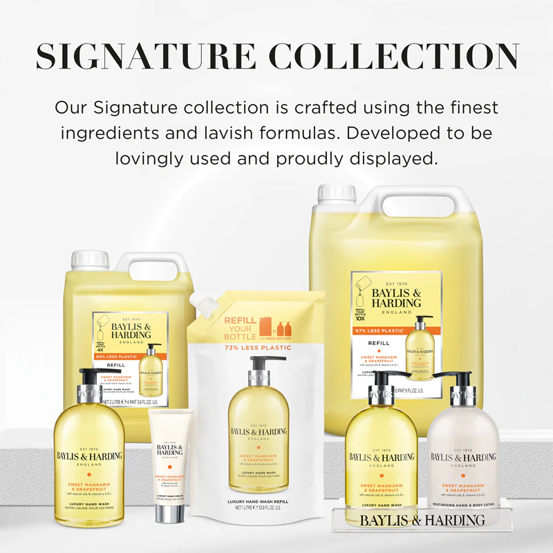 Navulling voor vloeibare handzeep met zoete mandarijn en grapefruit van Baylis & Harding.