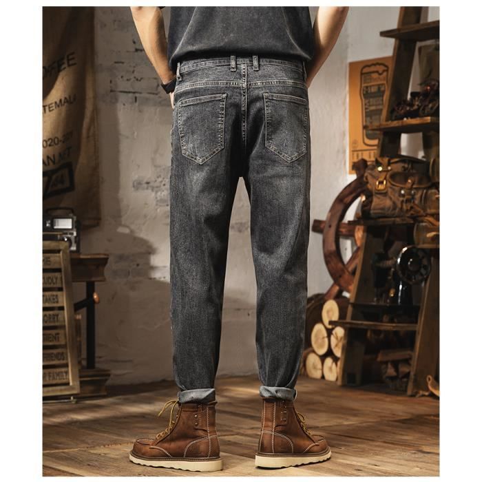 Jeans da uomo a gamba dritta, elasticizzati, morbidi e comodi, vestibilità regolare - Neri - INSFITY