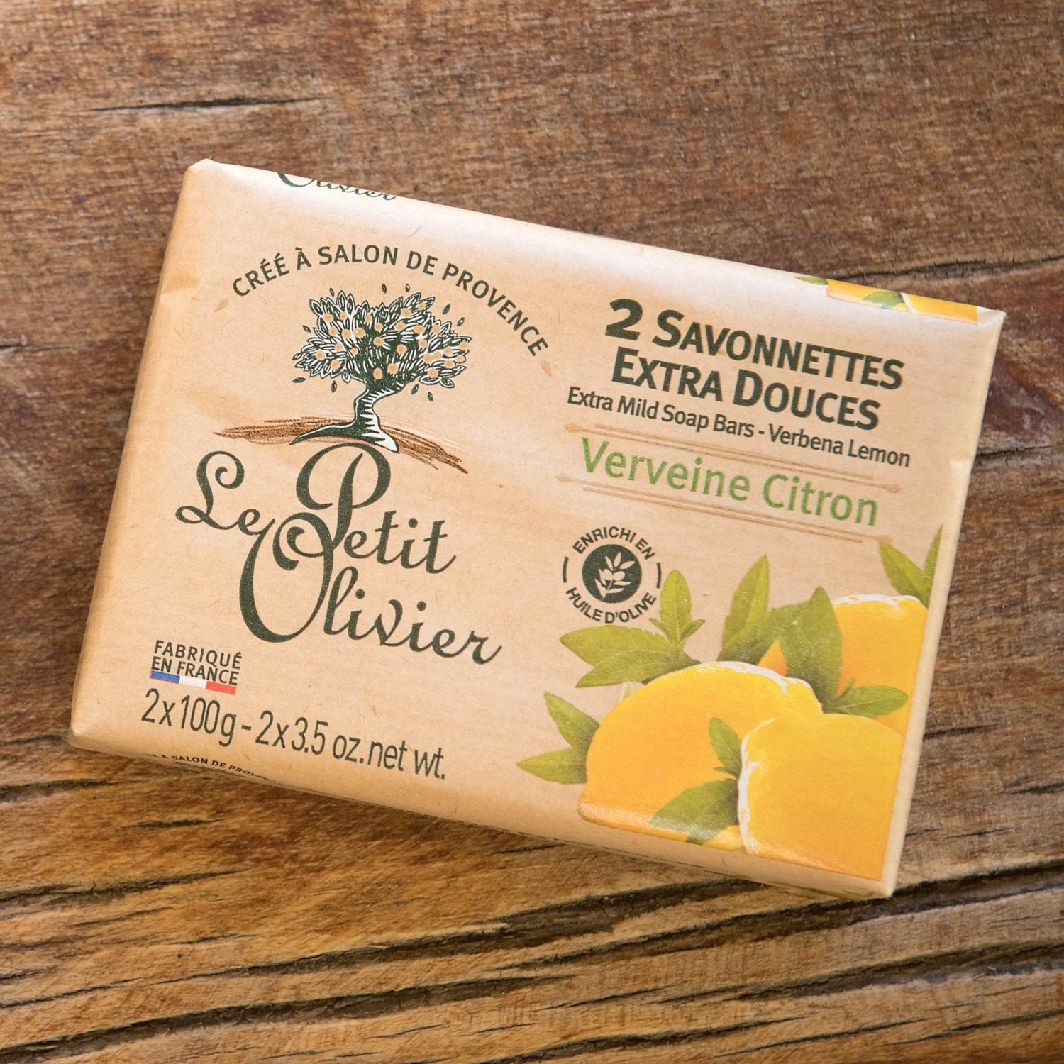 Le Petit Olivier 2 Savonnettes Extra Douces Verveine Citron