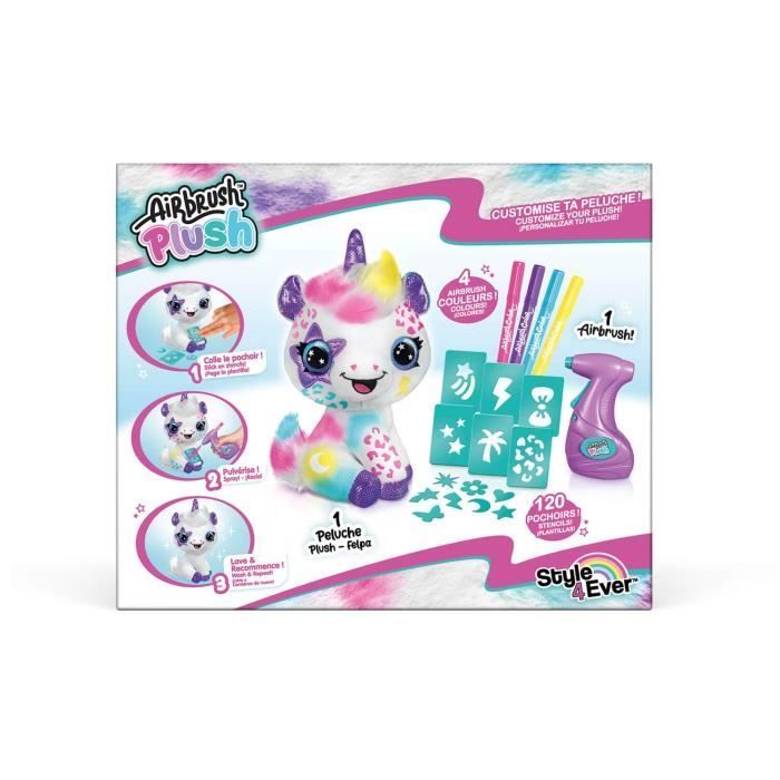 Peluche de unicornio personalizable - Aerografía eléctrica con plantillas y marcadores - Canal Toys