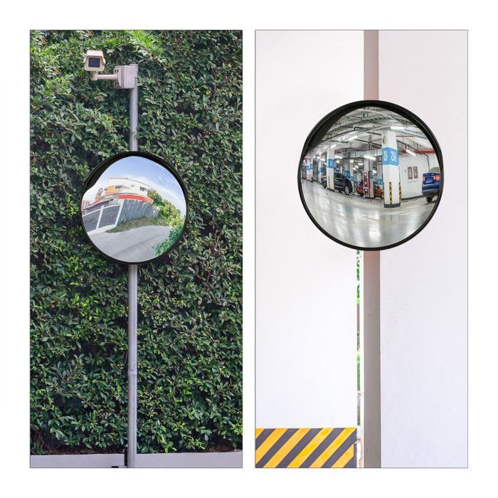 Relaxdays 60cm Traffic Mirror, Professional, Weatherproof, Sturdy, Indoor and Outdoor, Black