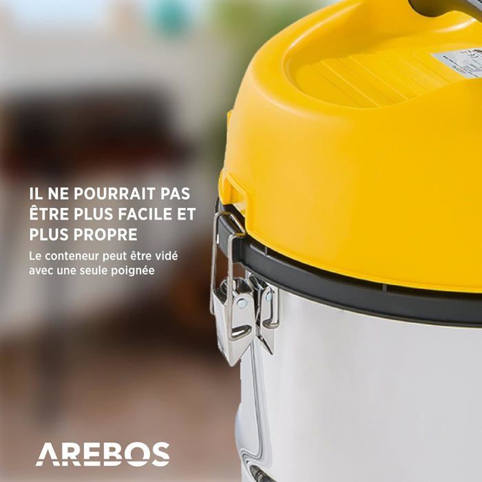 AREBOS Industrial Vacuum Cleaner | Wet and Dry Vacuum Cleaner | 5-in-1 | 1300W | 30L | Stainless Steel