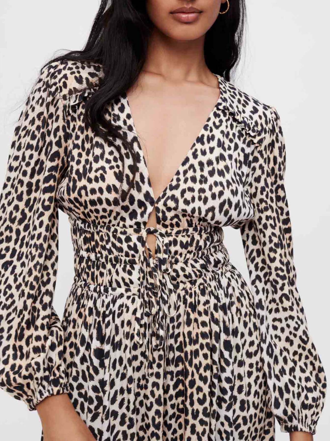Rochie maxi din viscoză cu imprimeu leopard - Leopard deschis