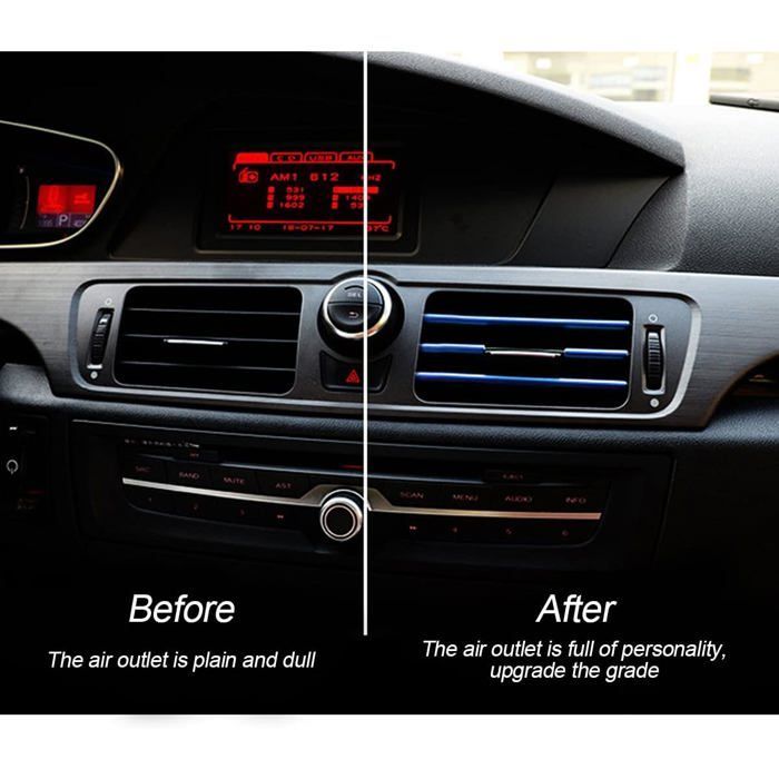 Juego de 20 tiras decorativas para el aire acondicionado del coche, accesorios plegables para el interior del coche (azul)