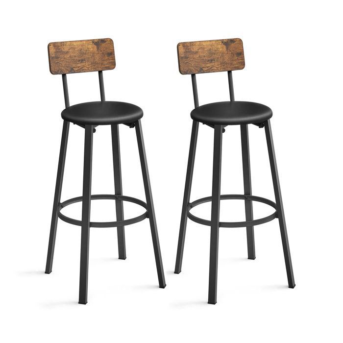 Sgabelli da bar VASAGLE - Stile industriale - Marrone rustico e nero - Set da 2 - 39 x 39 x 100 cm