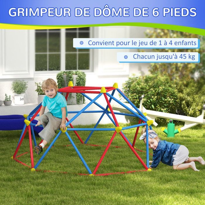 Outsunny - Cúpula de escalada infantil - Metal - 183x183x90cm - Multicolor