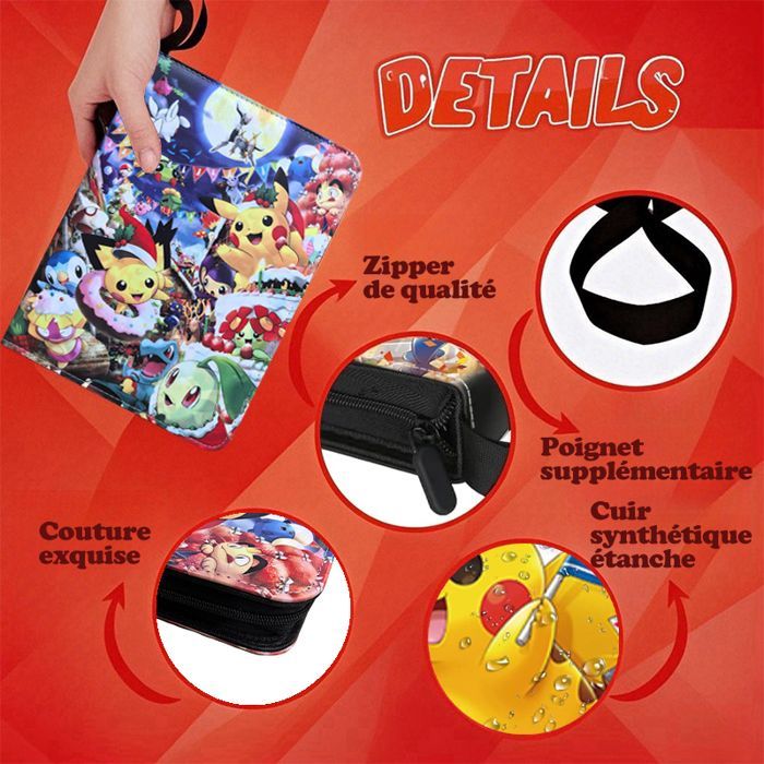 Album classeur pour cartes à collectionner - WENZYLIQUOX - 900 pochettes - 50 pages amovibles - Imperméable - Fermeture éclair