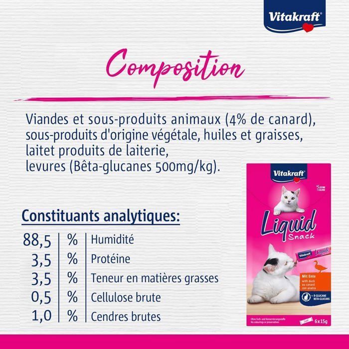 Snack per gatti - YUMI MAZAO - Vitakraft Snack Liquido - Anatra - Beta-glucani - Bustine monodose