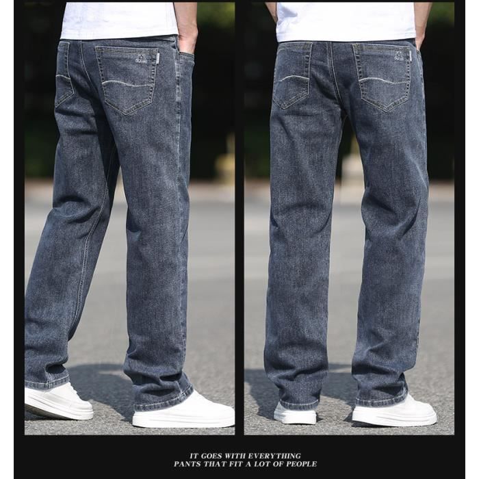 Jeans da uomo INSFITY - Vestibilità ampia, gamba dritta, elasticizzati - Blu e nero