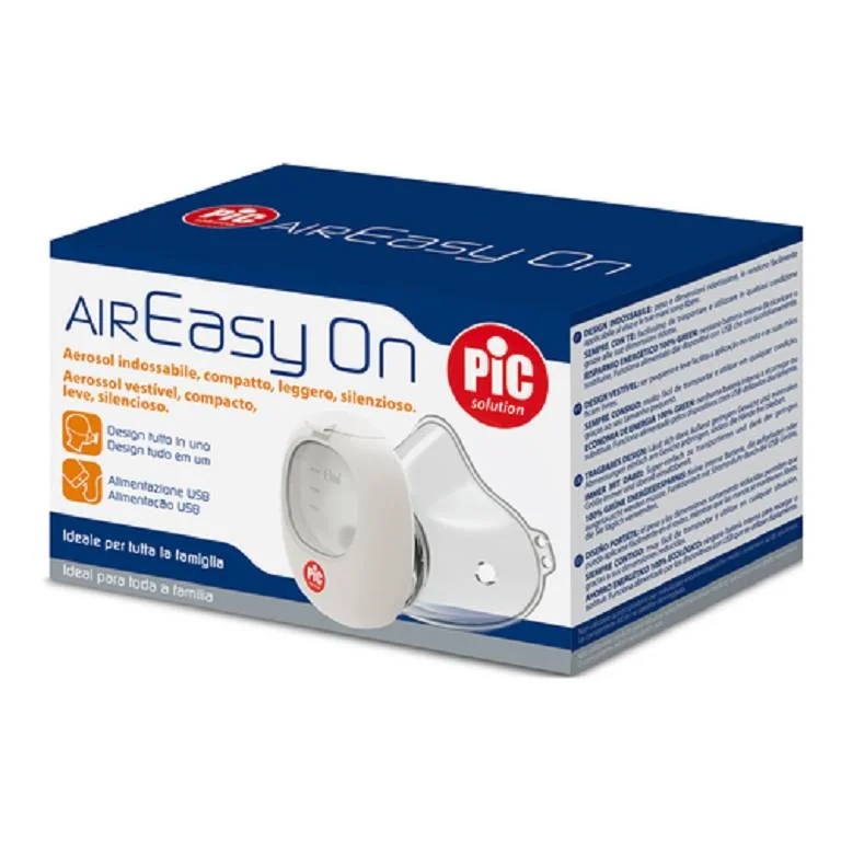 Dispositivo aerossol PIC Aireasy On: Leve, silencioso e compacto, com conexão USB.