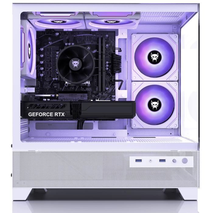 BEASTCOM Q5 Pro Gaming, PC da gaming bianco, AMD Ryzen 7 5700X, NVIDIA RTX 5060, 16 GB di RAM, 1 TB NVMe, WiFi, Win11