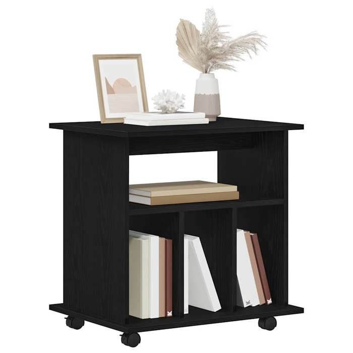 Noir Cabinet roulant, CLARENCE, moderne, Chêne noir 60 x 45 x 55 cm Bois d'ingénierie LV33