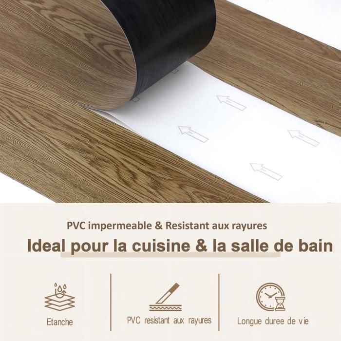 PVC flooring - Self-adhesive tiles - 5.02 m² - for living room - Waterproof - 36 pieces - Wood color
