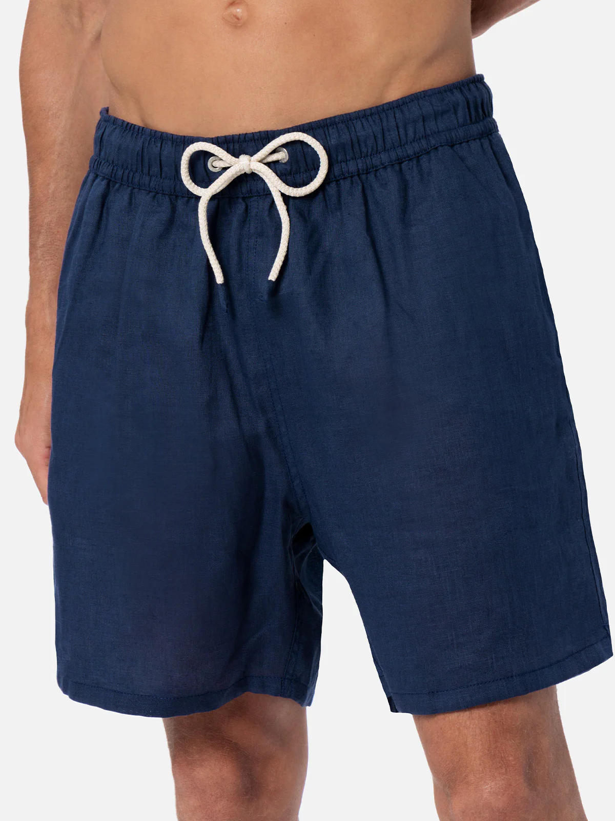 Gustavia mid-length marineblauwe linnen zwemkleding