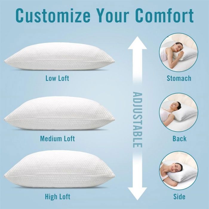 Almohada de espuma viscoelástica de 60x40 cm, almohada cervical ergonómica, cojín de espuma viscoelástica para el dolor de cuello.