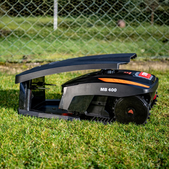 MB 400 robotic lawnmower, including mowing garage