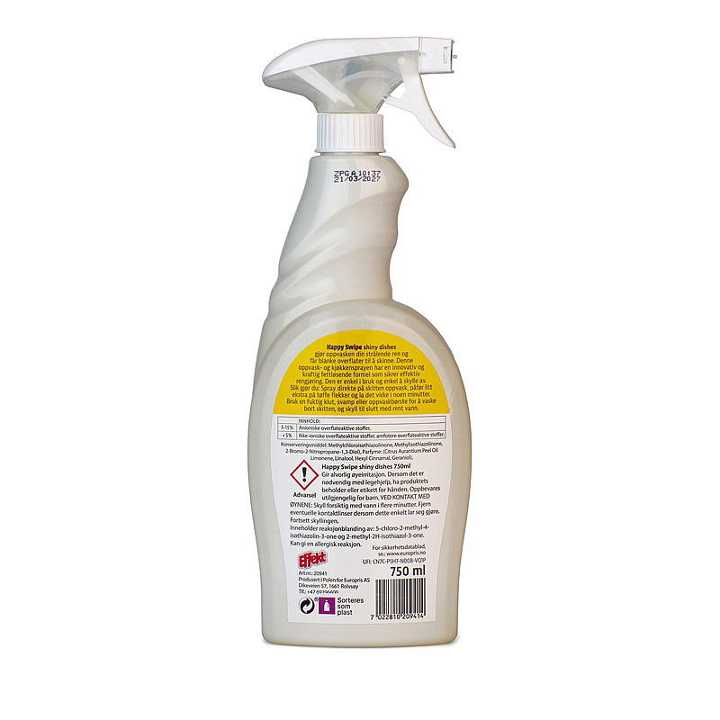 Detersivo per piatti Effect Shiny 750 ml Happy Swipe