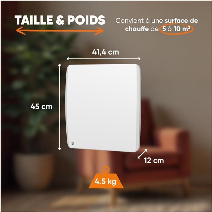Radiateur électrique fixe à inertie sèche céramique - Bestherm - ARIA 500W  - horizontal blanc