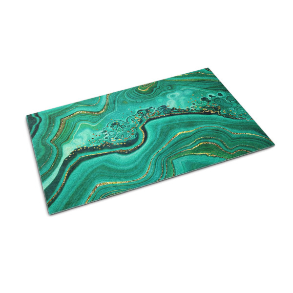 Kolorowa Wycieraczka z Printem Turkusowy marmur - 90x60 cm