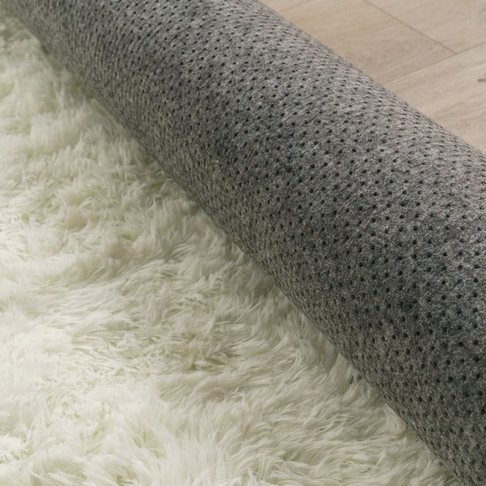 Alfombra Paco Home de pelo largo y suave para salón, de piel sintética, suave y mullida, blanca, 120x170 cm.