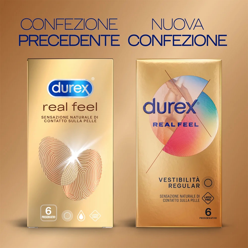DUREX Real Feel Thin Kondome, 6 Stück, „Real Feel“-Kontaktlinsen