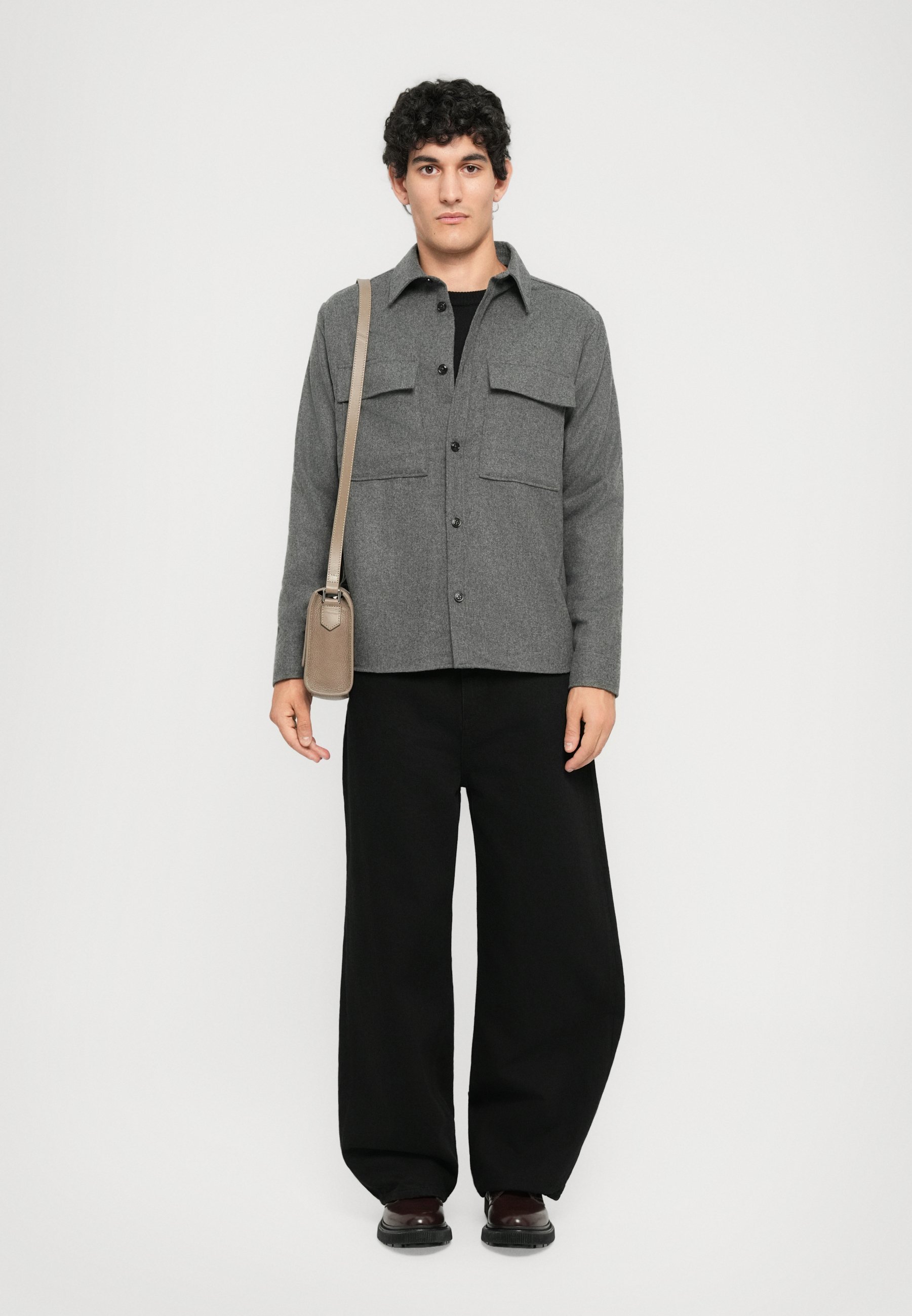 J.LINDEBERG FLAT OVERSHIRT - Πουκάμισο - σκούρο γκρι μελανζέ