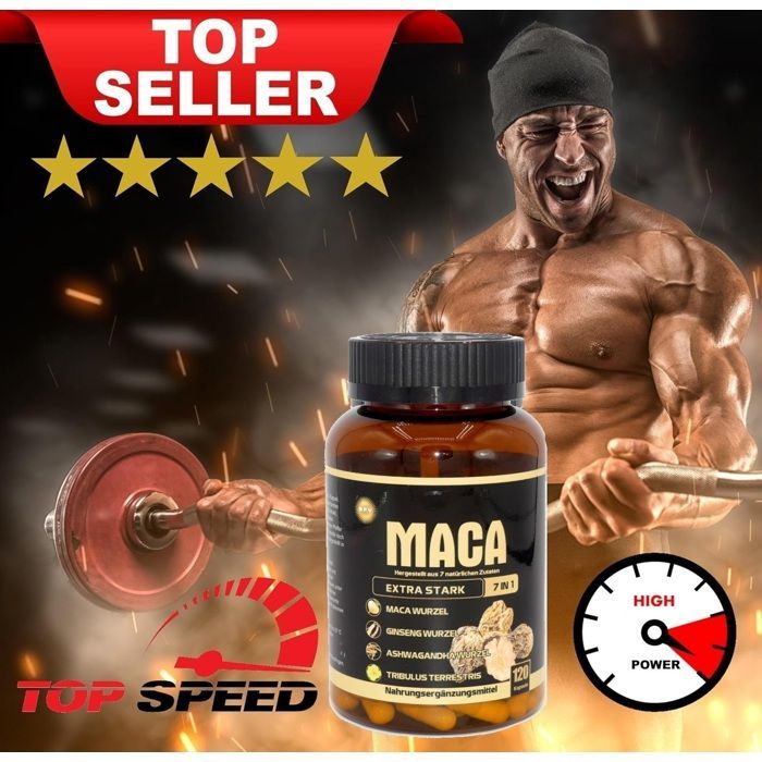 120 Cápsulas de Maca | Alta potencia | Con Tribulus + Ginseng + Ashwagandha + Shilajit + Pimienta Negra y Shatavari