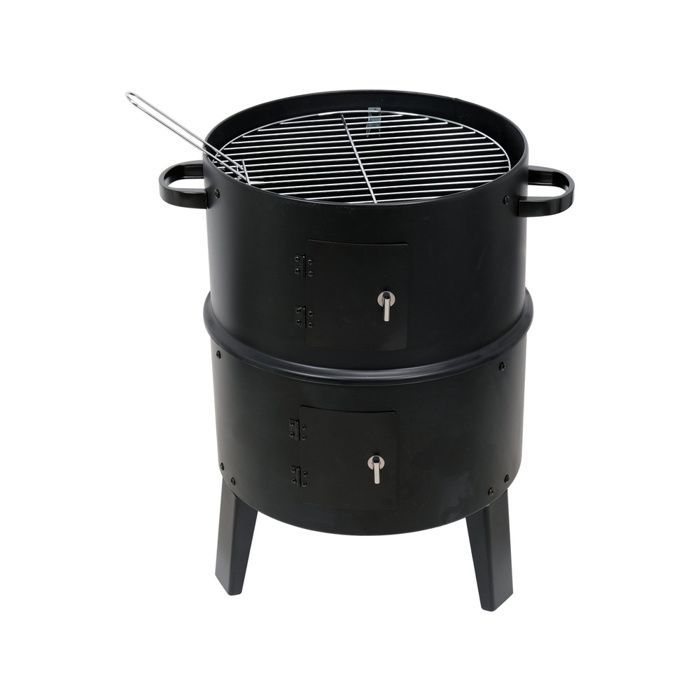 Round steel smoker - Lund - 51x42x80 cm - Model W-99920 - Sturdy steel - Outdoor use - Easy to assemble