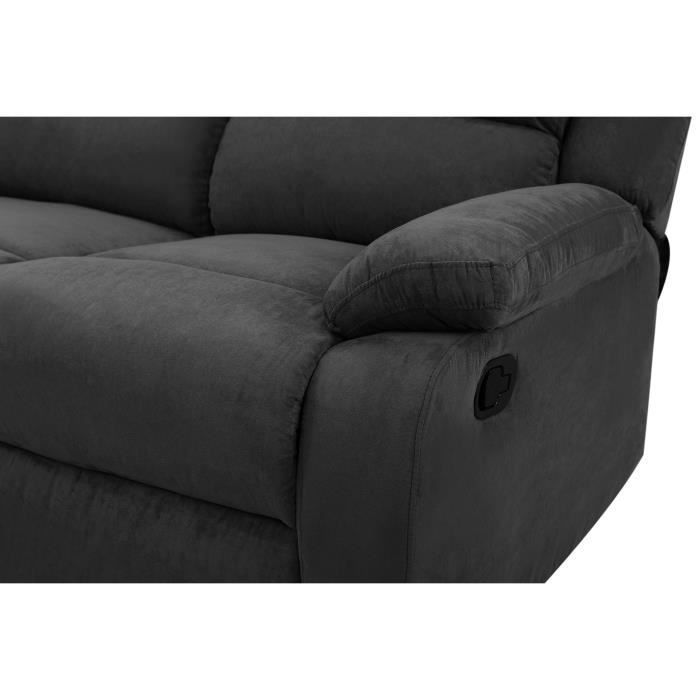 Sofá reclinável LEO de 2 lugares em microfibra - Preto - L143 x P93 x A96cm - LOUNGITUDE
