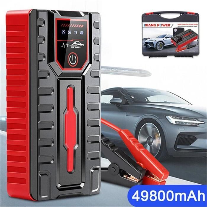 Avviatore di emergenza per batteria auto 5000A, caricabatterie portatile da 49800 mAh per auto a benzina da 6.0L o diesel da 4.0L, LED, SOS, impermeabile.