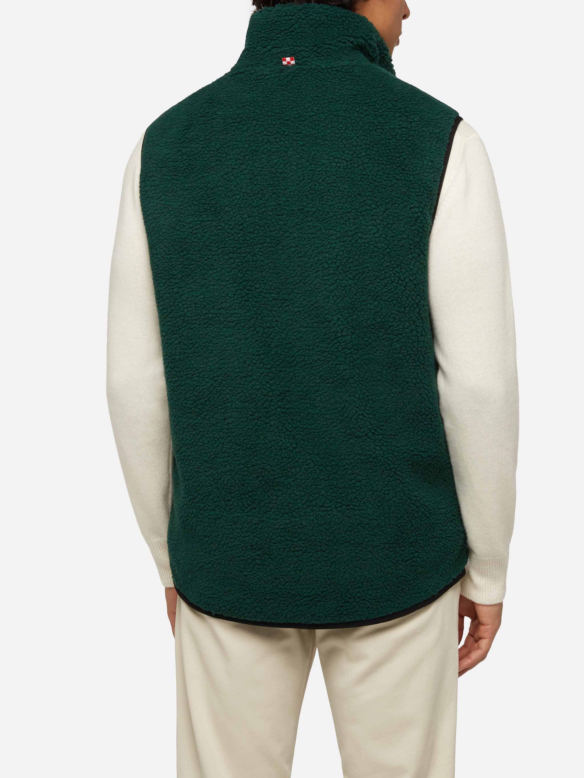 Wanaka heren teddyvest met pied-de-pouleprint