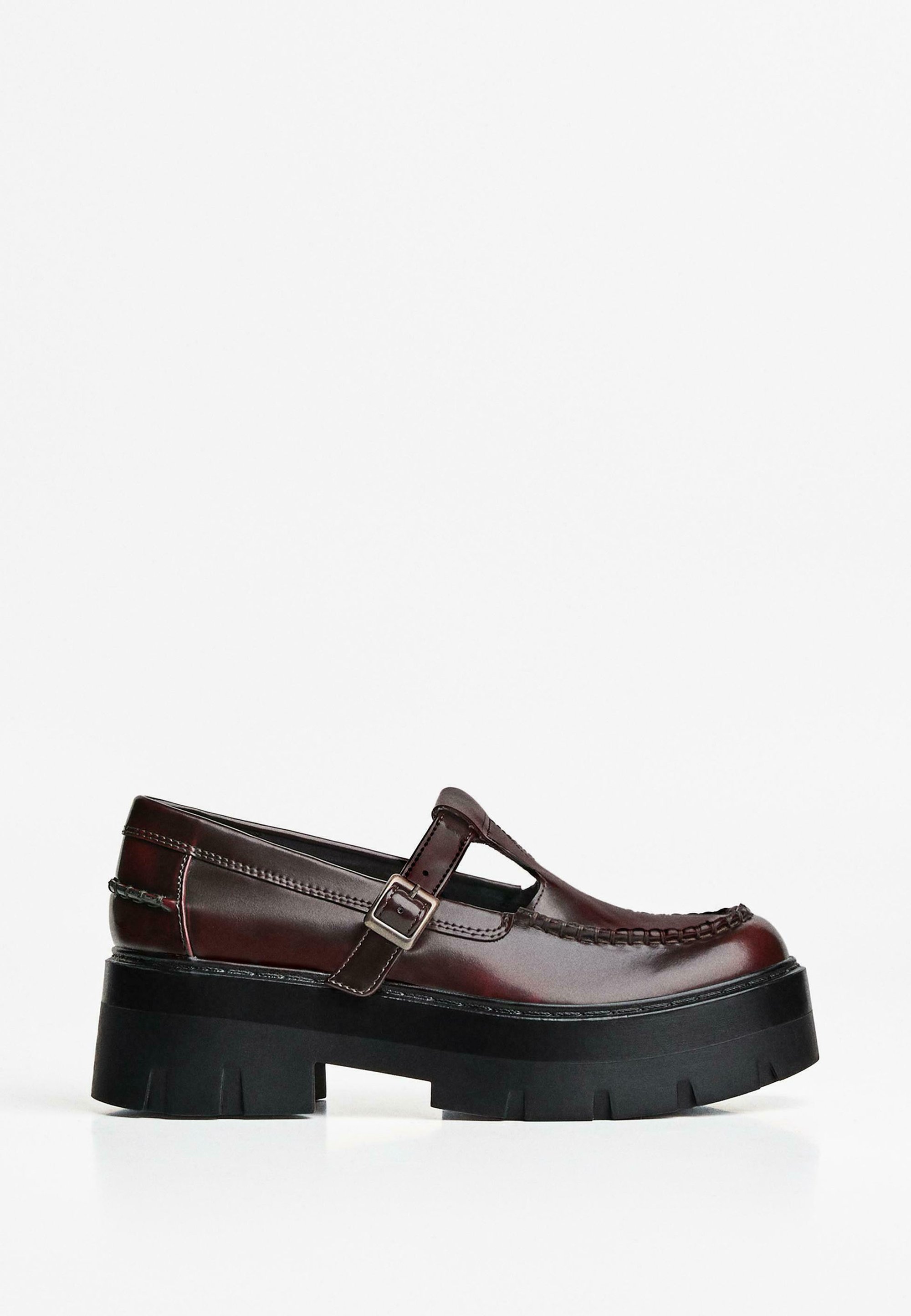 Bershka CHUNKY STRAPPY - Nazouvací boty - tmavě červená