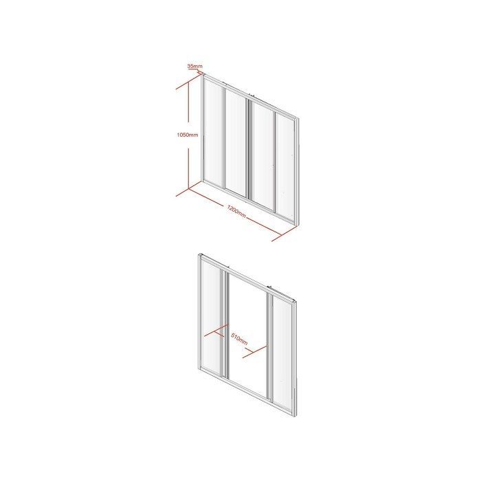 Mampara de cristal corredera de aluminio con recubrimiento de polvo negro, 120x105 cm - RAVENA