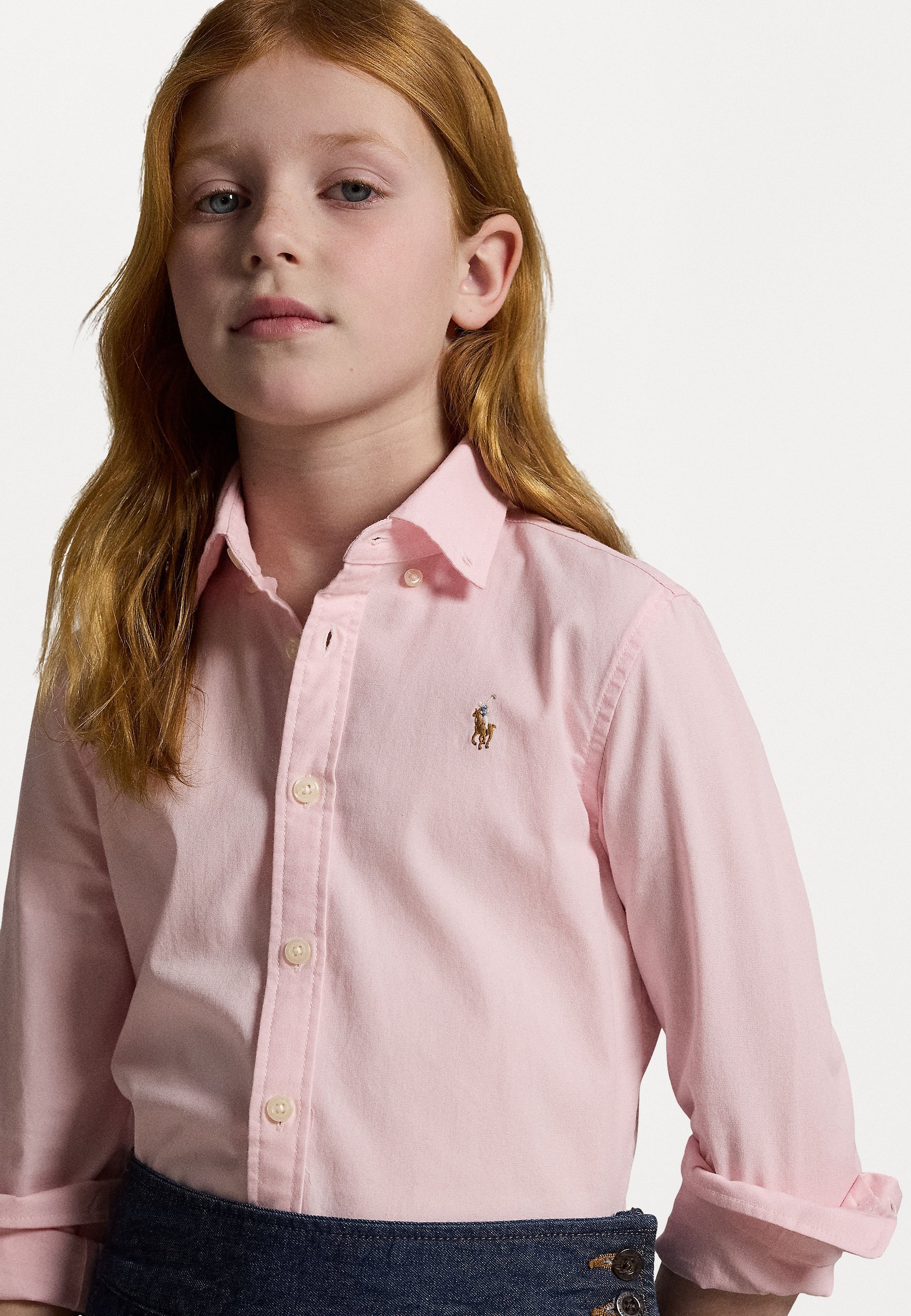 Chemise Oxford en coton à volants Polo Ralph Lauren - Chemisier boutonné - rose poudré