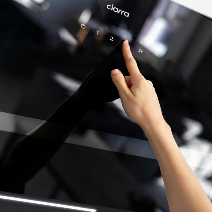 CIARRA Hotte Aspirante Booster 650m3/h A+++ Hotte Wi-Fi APP Contrôle 4 Vitesses Recyclage Noir