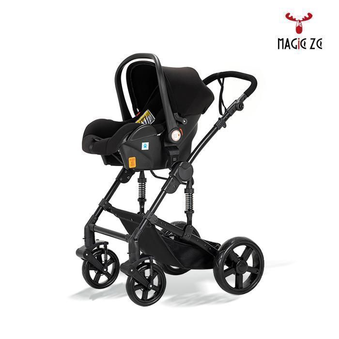 MagicZC Stroller, Newborn, Car Seat, 3-in-1 Baby Stroller, Reclining Position, for 0-3 Years, Convertible Bassinet, Black