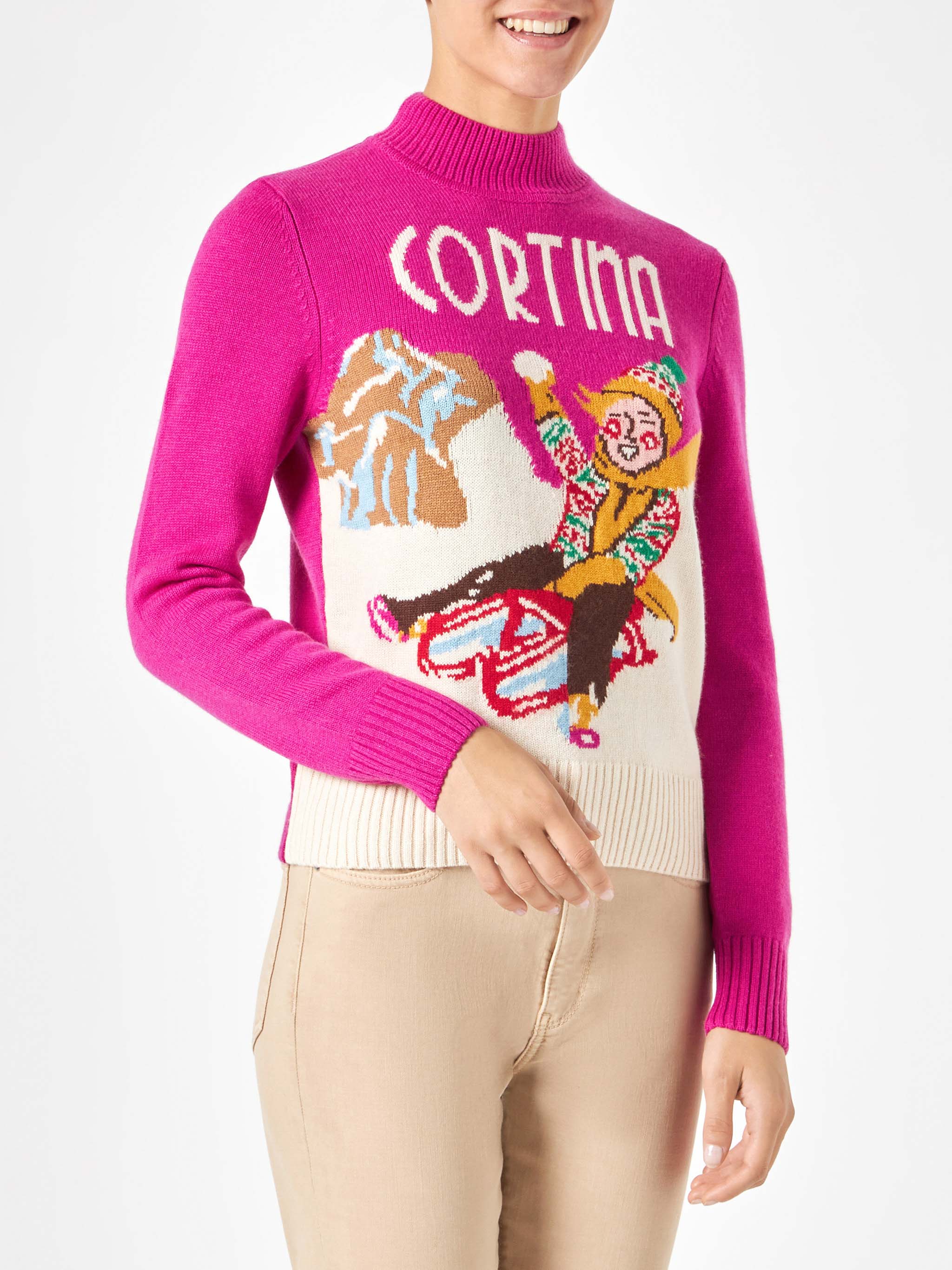 Pull à col rond pour femme avec carte postale Cortina