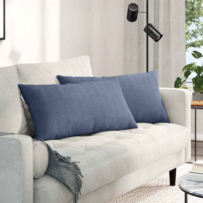 Cuscini per divano - VIDAXL - 80x40 cm - Blu - Velluto a coste - Set da 2