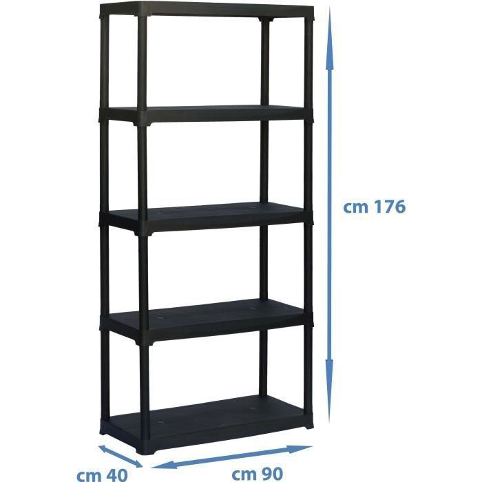 Estante de plástico TOOD - 5 prateleiras - 176 x 90 x 40 cm - 30 kg por prateleira