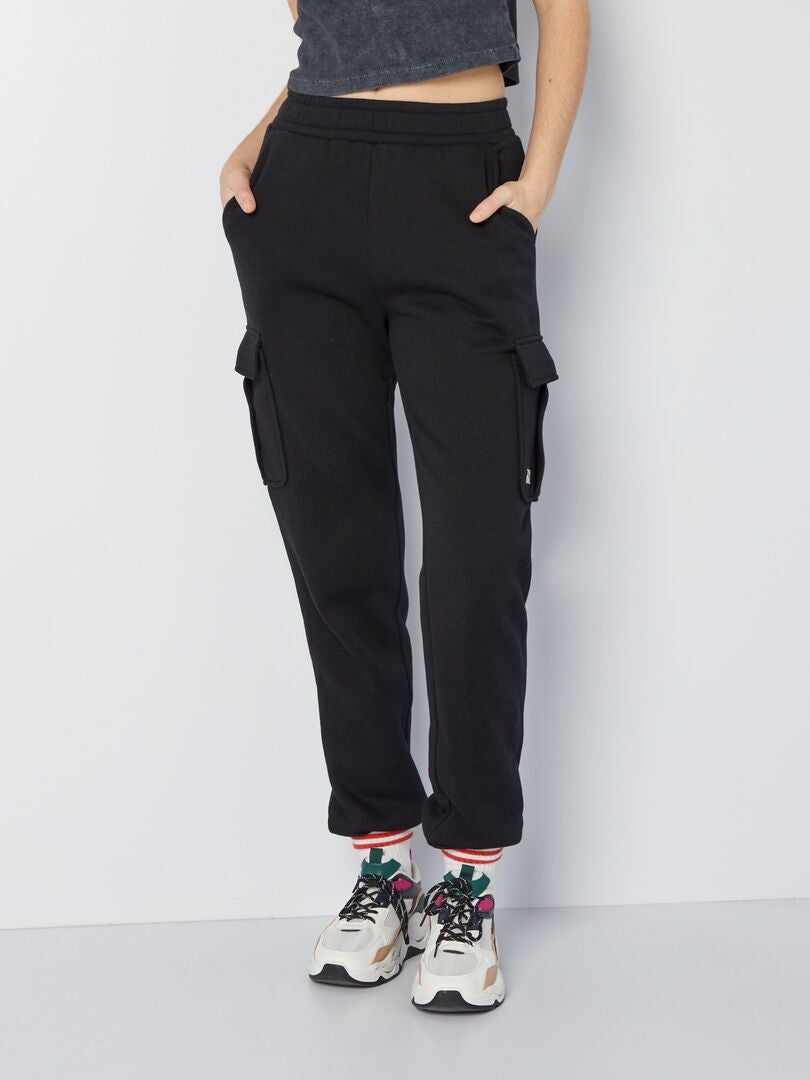 Pantalones deportivos de felpa - NEGRO