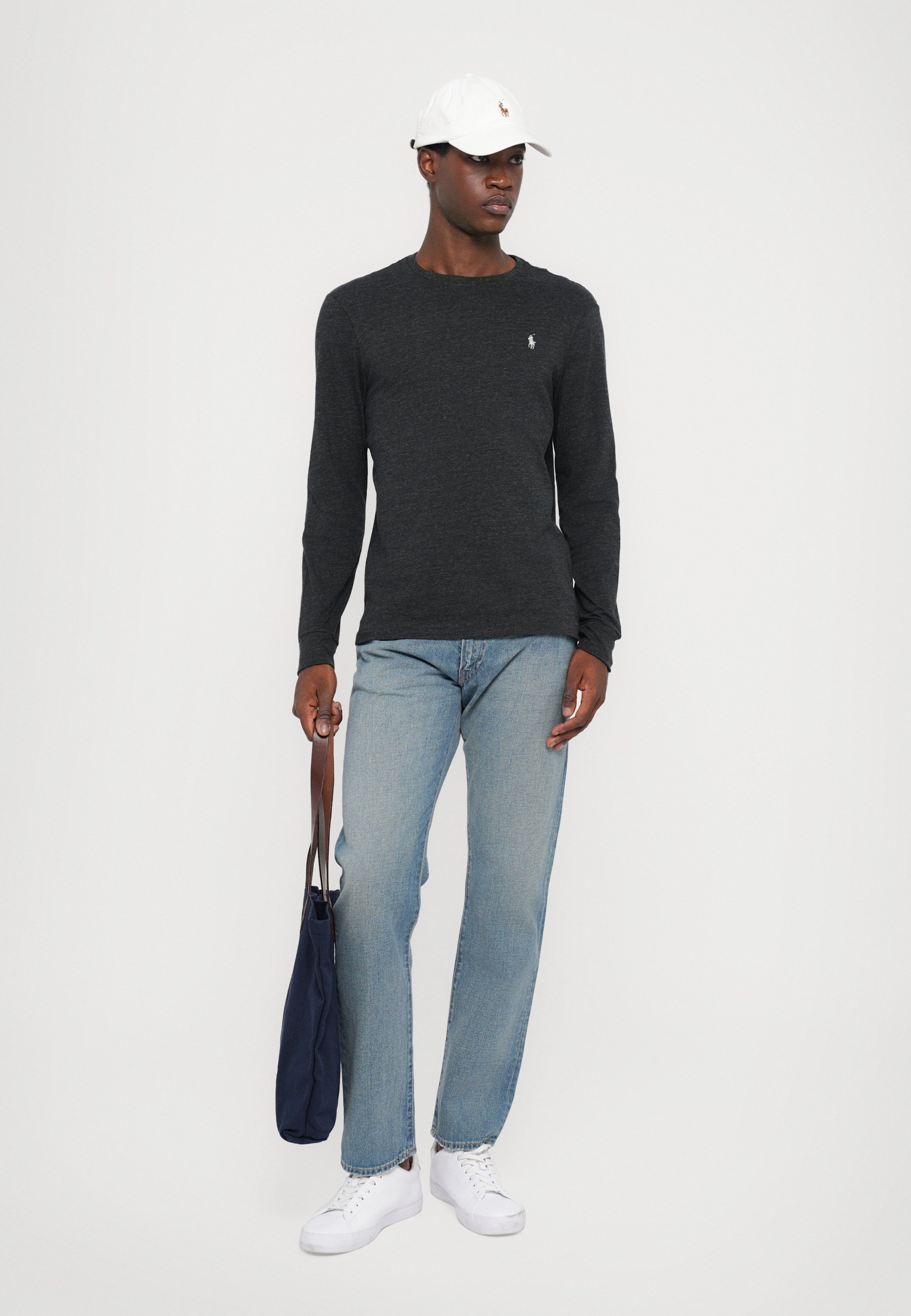 Polo Ralph Lauren T-shirt en jersey coupe slim personnalisé - Manches longues - Noir