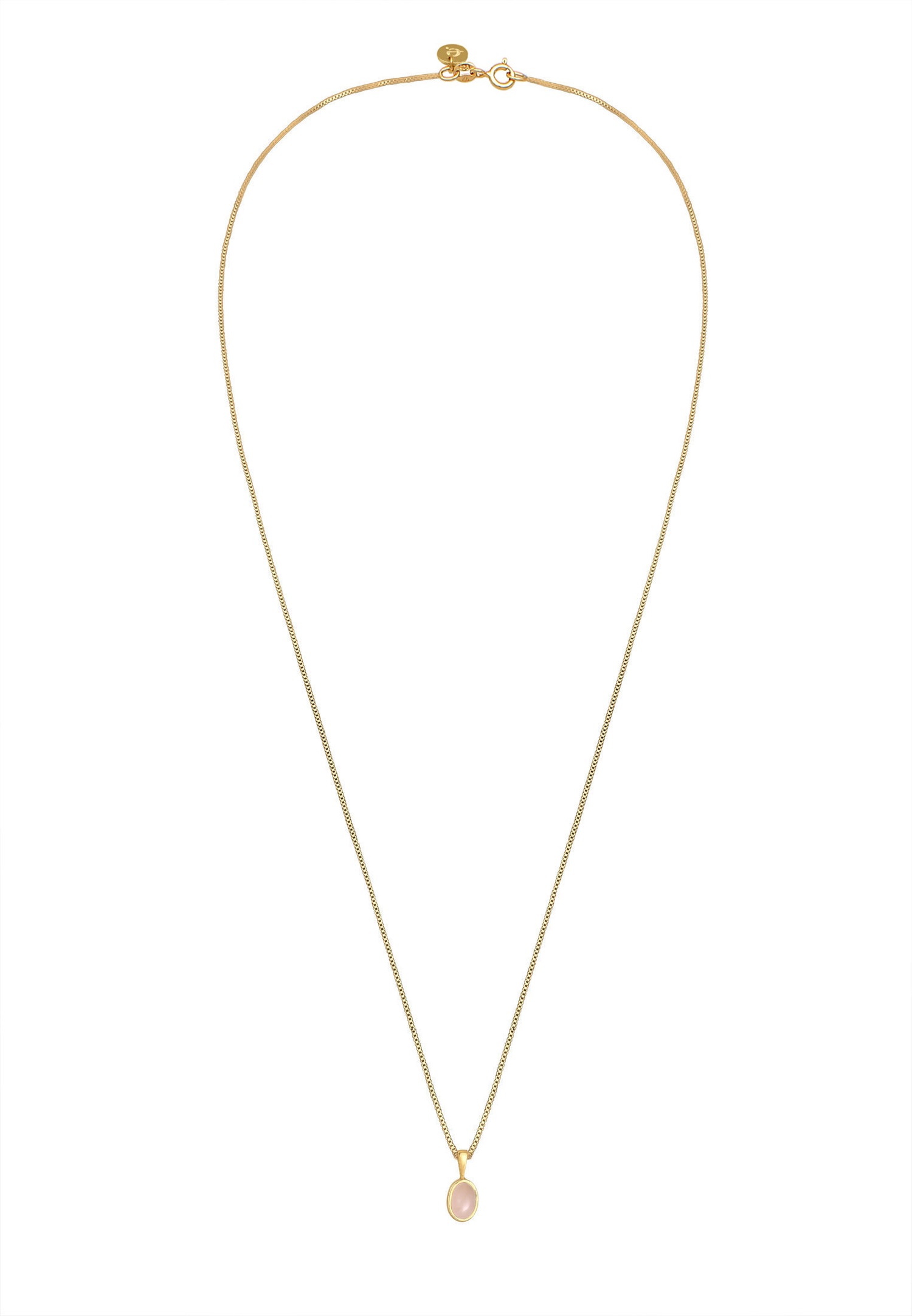 Elli PREMIUM Pendentif pour dames en pierres précieuses Basic Timeless avec quartz rose en argent sterling 925 plaqué or